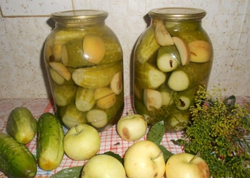 Konservēti gurķi ar āboliem 2 veidos
